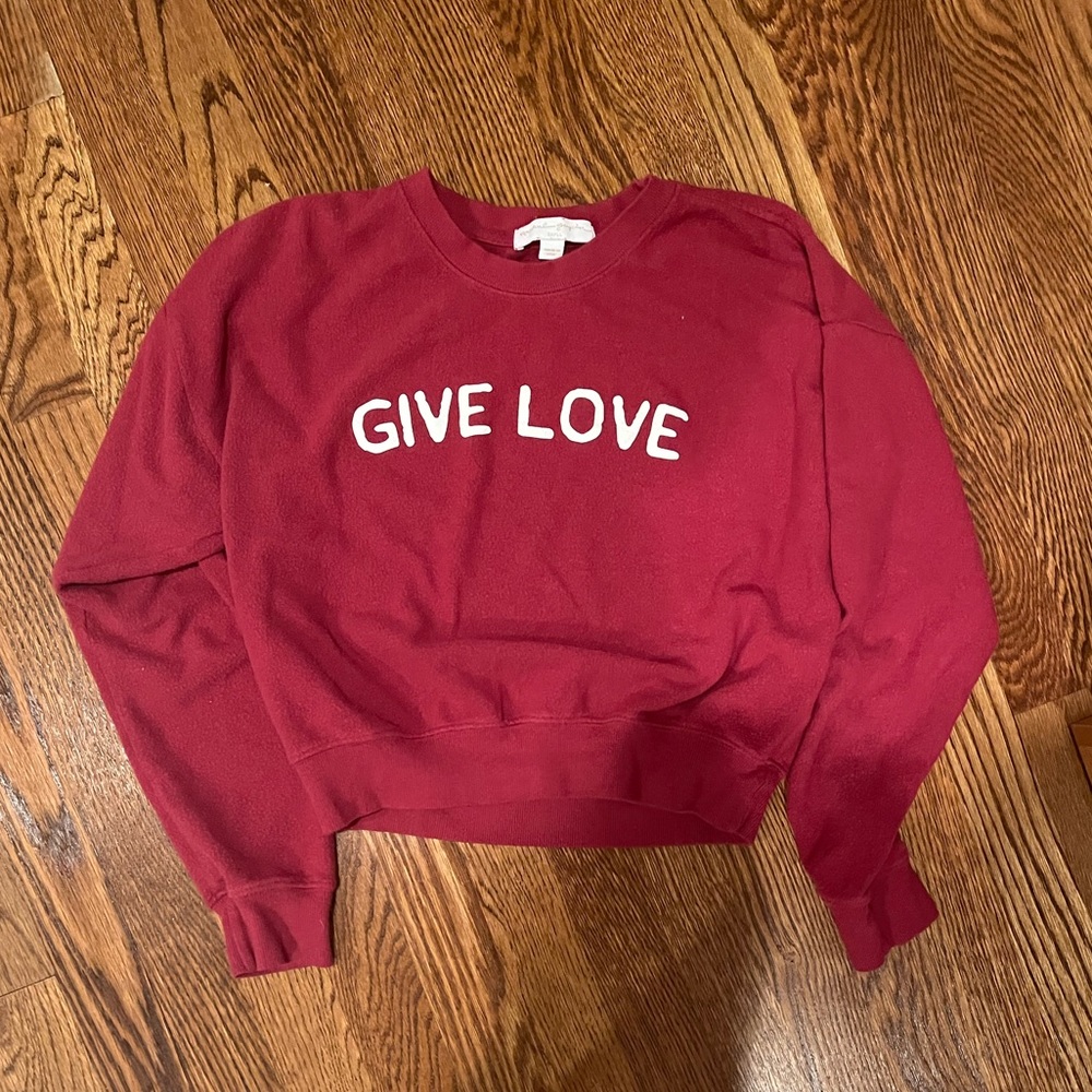 Spiritual Gangster “Give Love” Red Cropped Fleece Sweatshirt Size Small